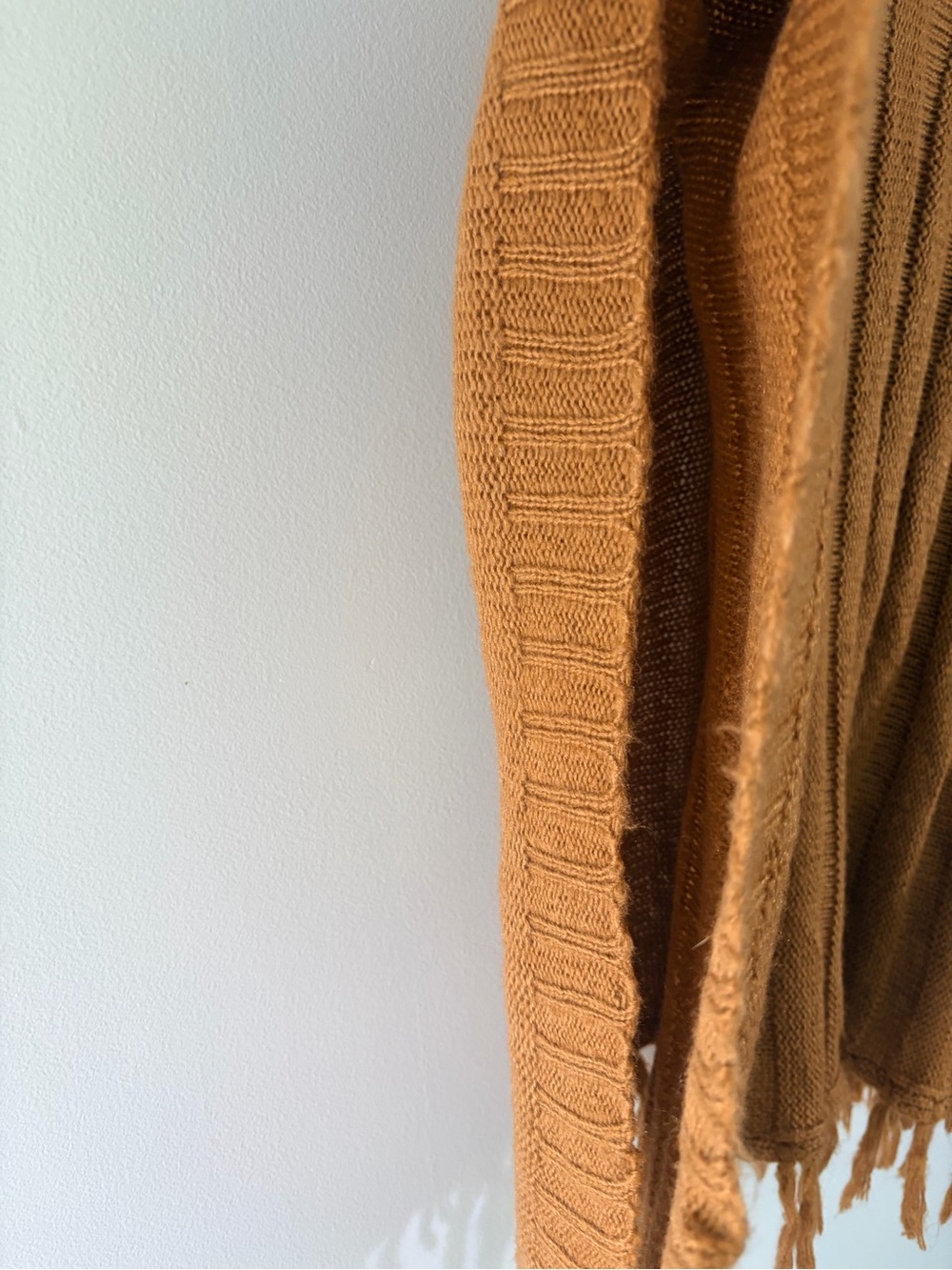 Ultra Flirt Rust Fringe Knit Poncho Sweater - Picture 3 of 9